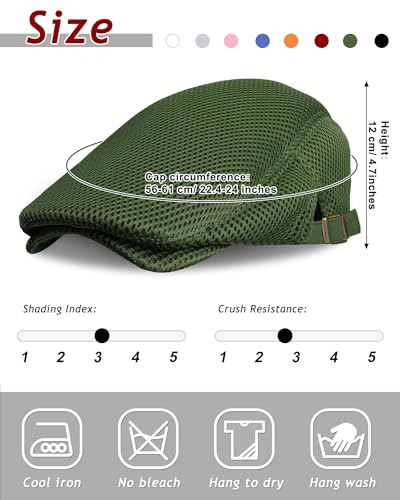 Image of Chuarry 8 Pack Newsboy Cap for Men Mesh Flat Cap Gatsby Golf Cabbie Hunting Driving Summer Hat for Men