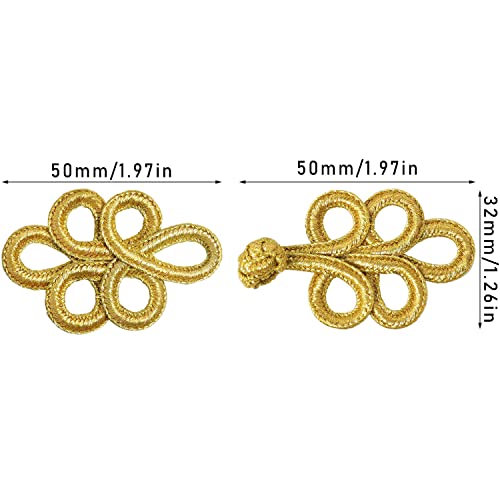 Luorng 12Pairs Chinese Knots Frog Buttons Closure Sewing Fasteners For Costumes Outfit Sewing Sweater Cloak Coats Scarf Cardigan, Gold #TOP2