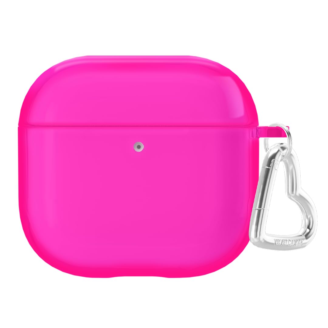 VELVET CAVIAR Compatible with AirPods 4 Case with Keychain - Cute Protective Hard AirPod 4th Generation Cases for Women - Neon Pink