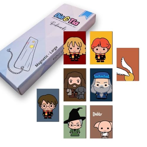 Image of Dia & Tia - Elegant & Durable Themed Magnetic Bookmarks Set � Nature, Fantasy, Inspirational Quotes, and More Best Gift for Book Lovers, Students (Harry Potter - A, Large - 5x15 cm)