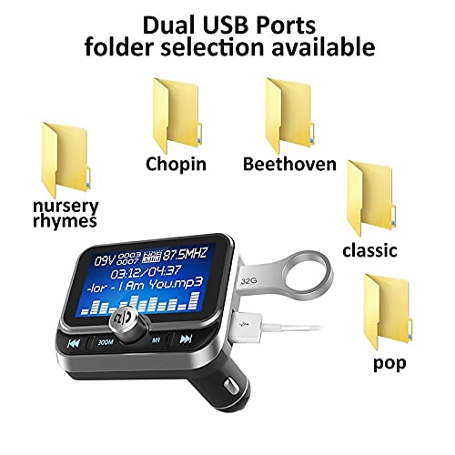 Adattatore audio Bluetooth. Trasmettitore FM auto Bluetooth MP3. Player Dual. USB QC 3.0. Caricabatterie veloce AUX. Auto audio FM. Modulatore con telecomando TF. Carta ( Color Name : FM transmitter )