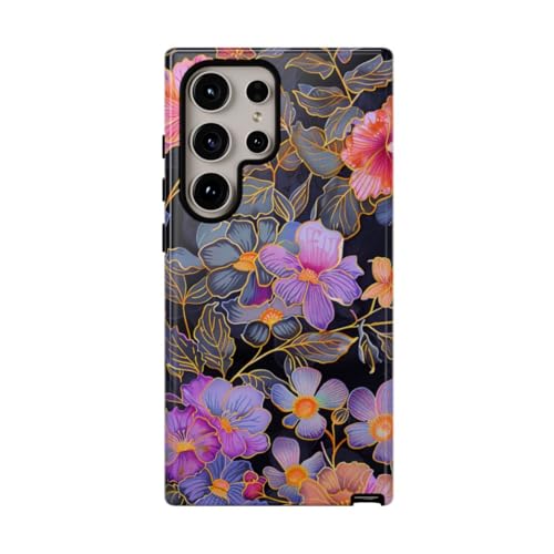 Coque Samsung S24 Ultra résolvant les rayures grâce au motif floral rigide