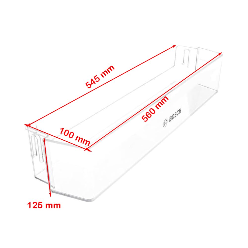 Balconcino Ripiano Portabottiglie Inferiore 560/545 x 100 x 125 H mm per Frigorifero Compatibile con Bosch Compatibile con Siemens per Modelli: KGN49 KBN96 Ed Ulteriori
