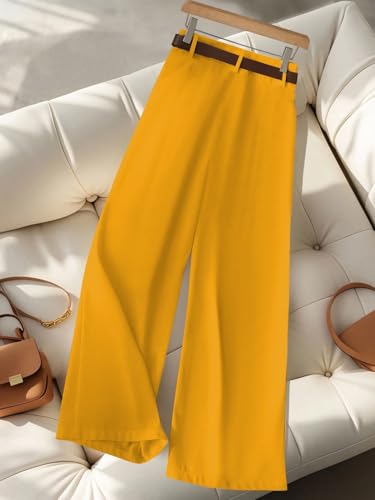 Image of KERI PERRY Trousers for Woman Pants Women's Formal Office Korean | Black Track Pant Beige| Straight | Cotton Spandex Stretchable Trouser | High-Waisted Bottom Wear