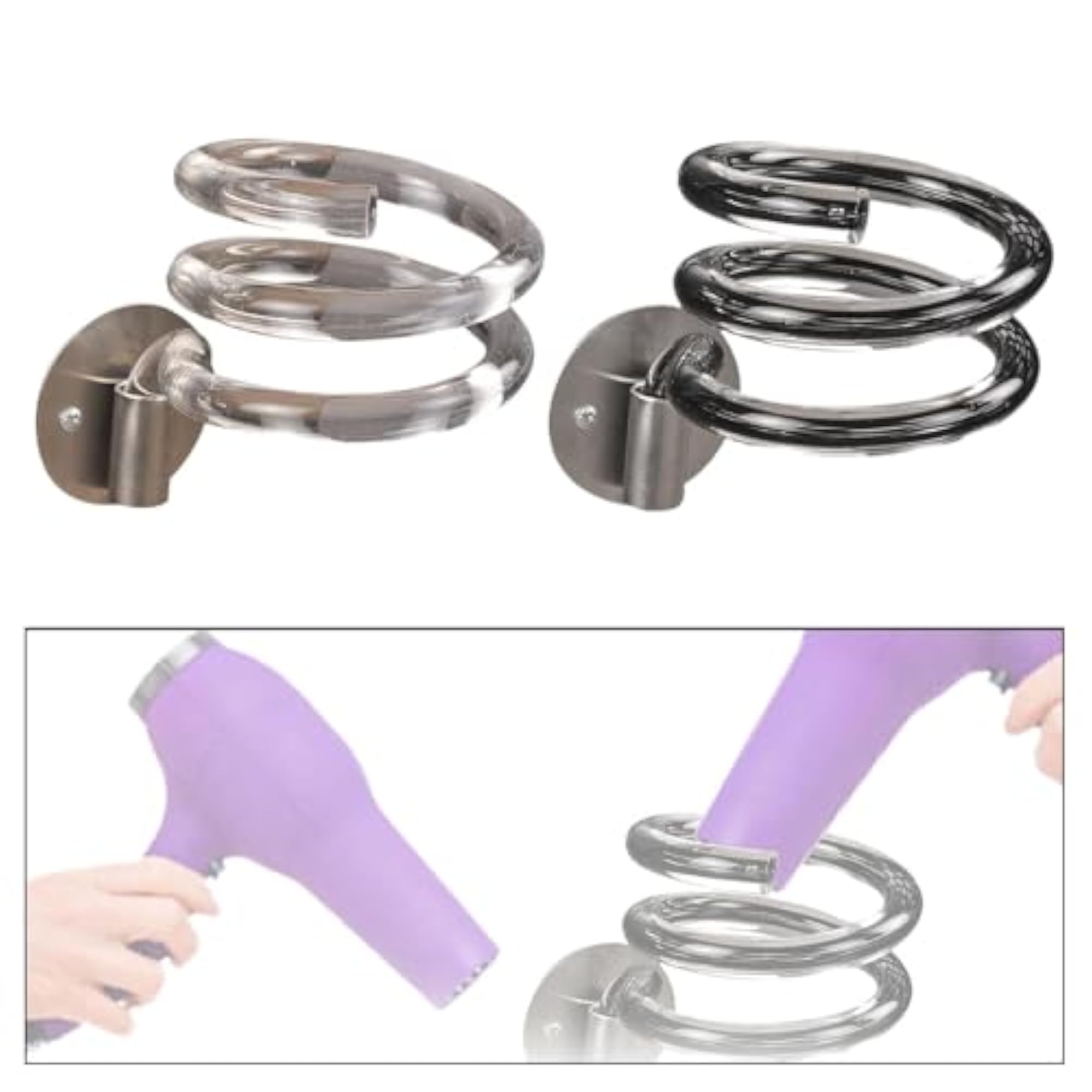 Hair Dryer Holder Wall Mount Compact Blow Dryer Rack
