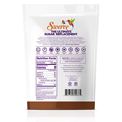 Swerve Ultimate Sugar Replacement Sweetener, Brown Sugar Substitute, Keto Friendly, Zero Calorie, Zero Sugar, Non-Glycemic, Gluten Free, 12 ounces (Pack of 2)