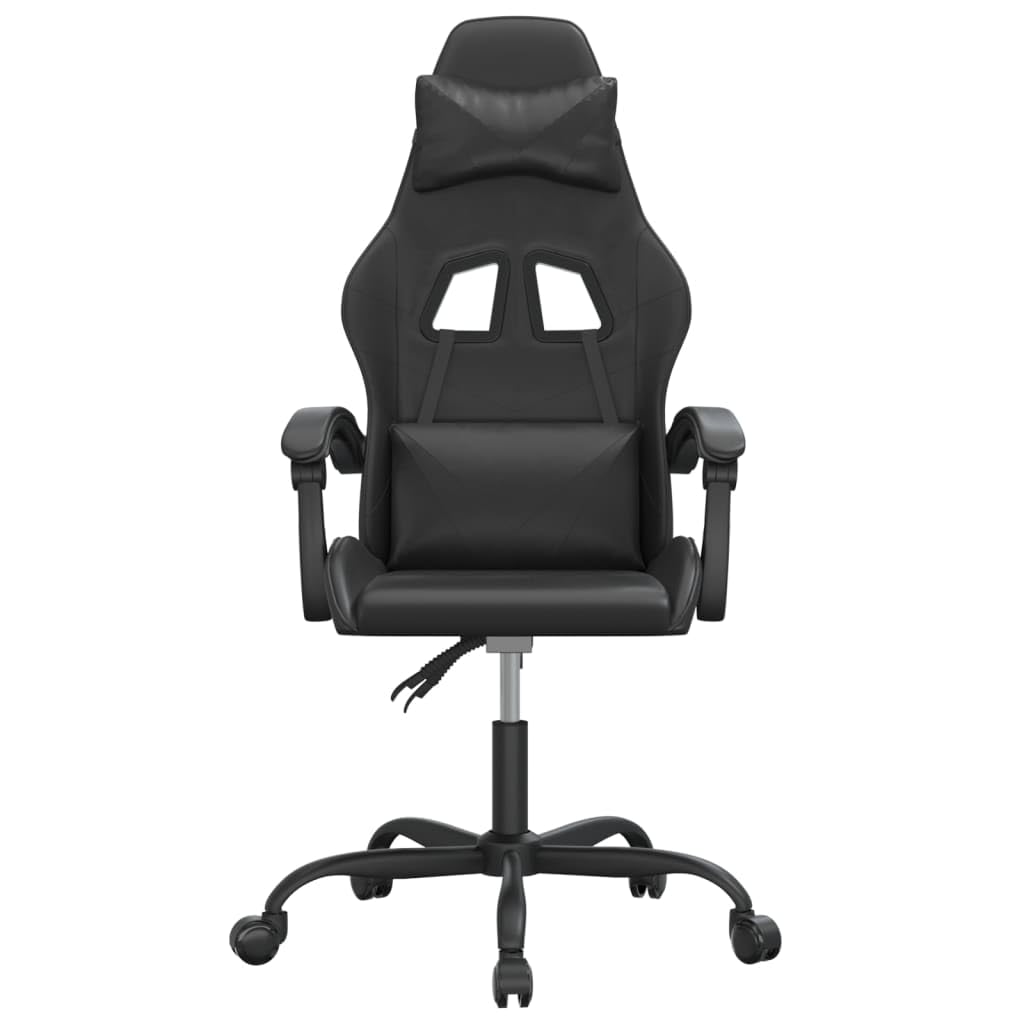 Fotel gamingowy, krzesło obrotowe ze sztucznej skóry, czarne, ergonomiczne, z zagłówkiem, podparciem lędźwiowym, funkcją przechylania, z regulacją wysokości, kółka do domu, biura, gabinetu i