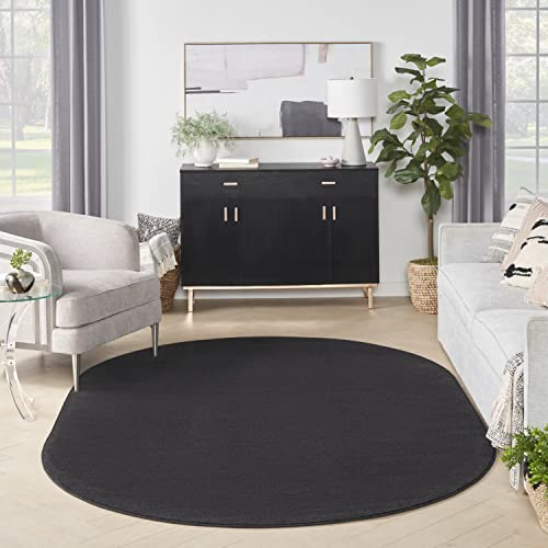 image for Nourison Home Nourison Essentials Black 6' x 9' Oval Area Rug - Easy C