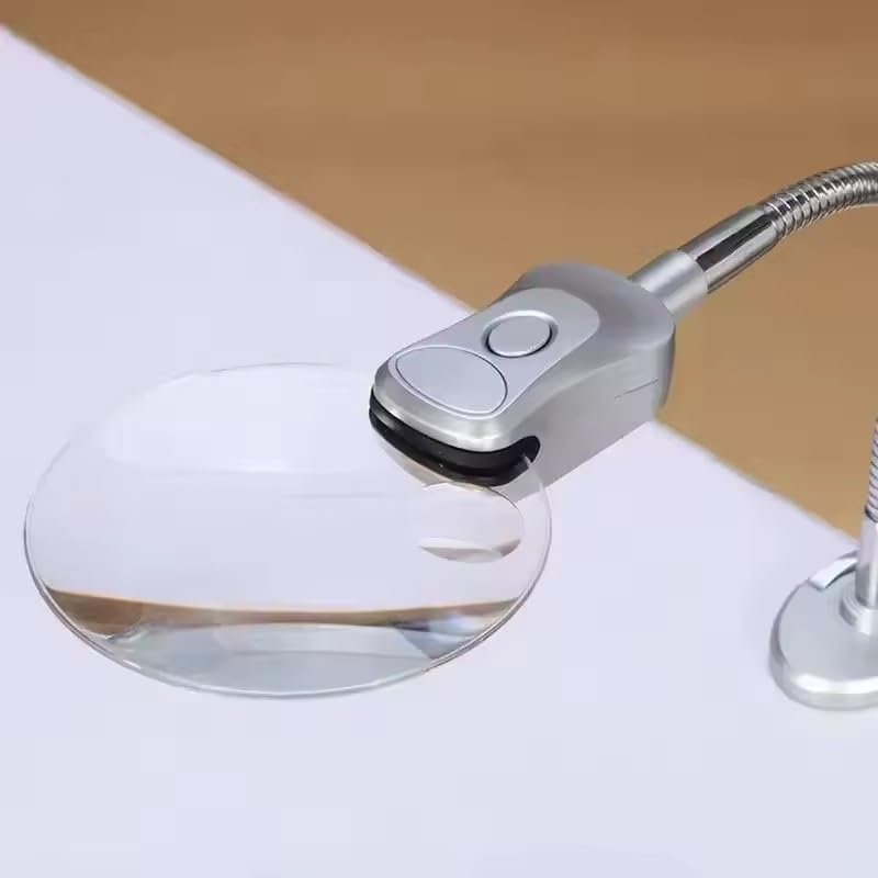 2X 6X LED Lente di ingrandimento con Clip Luce Lampada da Tavolo Pieghevole per Lettura Riparazione Artigianato