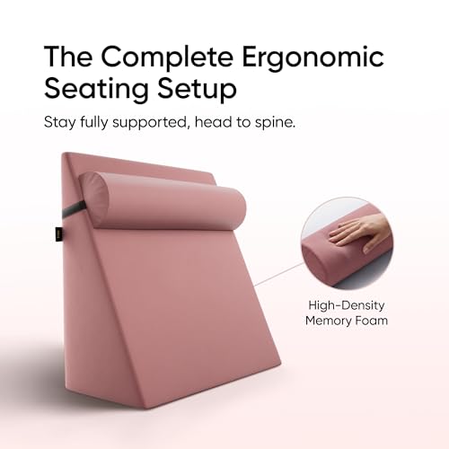 Image of Frido Wedge Neck Rest Pillow | Multipurpose Neck Pillow | Memory Foam Roll with Adjustable Strap | Relieves Neck, Knee & Lumbar Pressure | Compatible with Wedge Plus | Washable Cover, Blush Pink