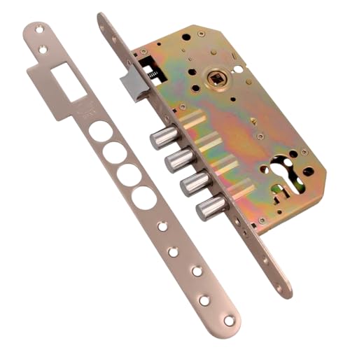 Amig - Serratura | Serratura da infilare con catenacci per porte | Acciaio | 50/85mm | Cromo opaco | Senza cilindro e protezione di sicurezza | Chiusura reversibile