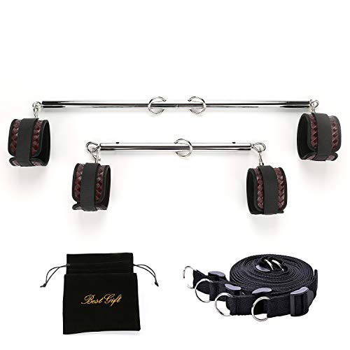 EXREIZST Expandable 2 Spreader Bar with 4 Adjustable Straps Tools Set for Home, Black and Blue