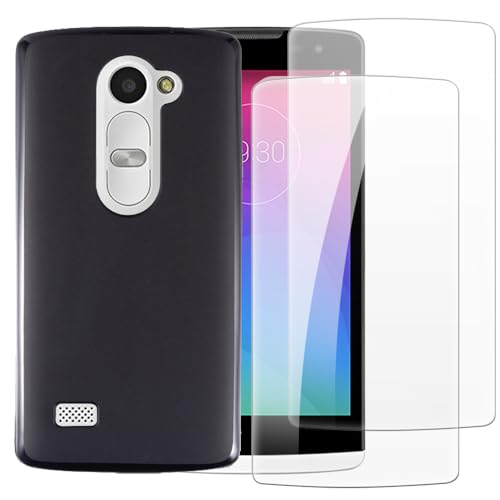 Shantime Case with 2 Pack Screen Protector Combo Compatible with LG Leon LTE, Shockproof Cover and Tempered Glass Set for Full Body Safety(Black)