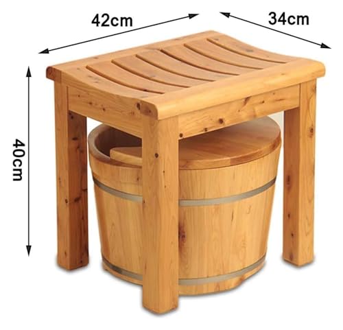 Tina de pies de madera maciza 42x34x40 cm miniatura 2