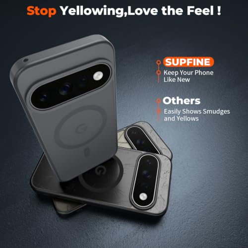Image of SUPFINE Magnetic for Google Pixel 11 Case - Titanium Gray | With Screen Protector,Translucent Matte,Built-in Magnets,Military Grade Drop Protection,Shockproof Phone Cover