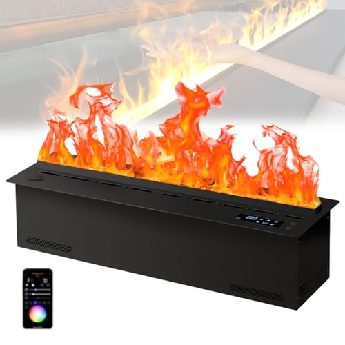 Chimenea de vapor de agua 3D con efecto de llama LED multicolor y control remoto para oficina en casa