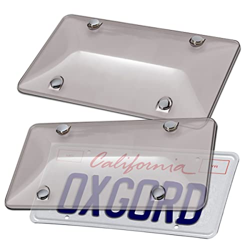 Car License Plate Frame, 2Pcs Tinted Watarproof Front And Rear License Plate Cover/Holder With Stainless Screws Caps Set Universal For Cars, Suvs, Vans, Automotive Accessories For Men Women（Black2） #TOP5