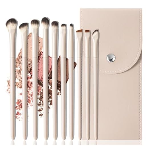 10Pcs Eye Makeup Brushes Set, Eyeshadow, Blending, Angled Brow Travel Bag.