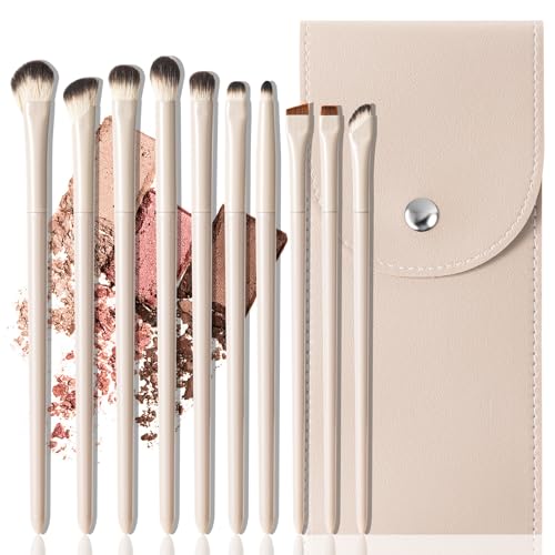 10Pcs Eye Makeup Brushes Set, Eyeshadow, Blending, Angled Brow Tr...