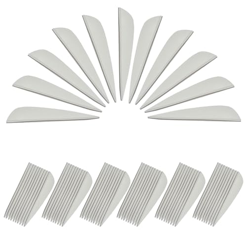 KURUGEILI 4" Plastic Arrow Fletchings, TPU Vanes, White