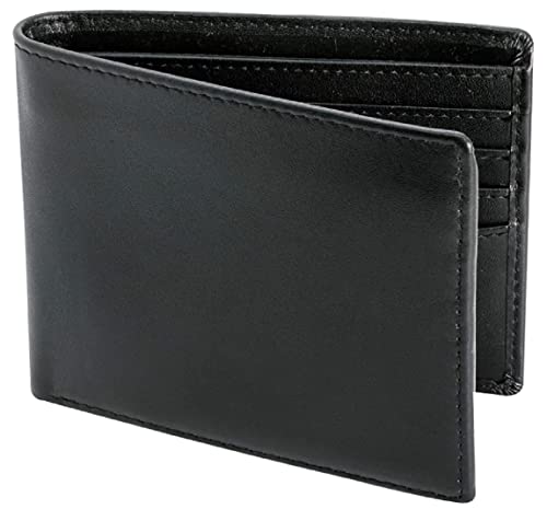 Contacts Men's Genuine Leather Wallet | RFID Blocking Bifold Wallet for Men | Up to 10 Card Slots Including 2 ID Windows (Black)