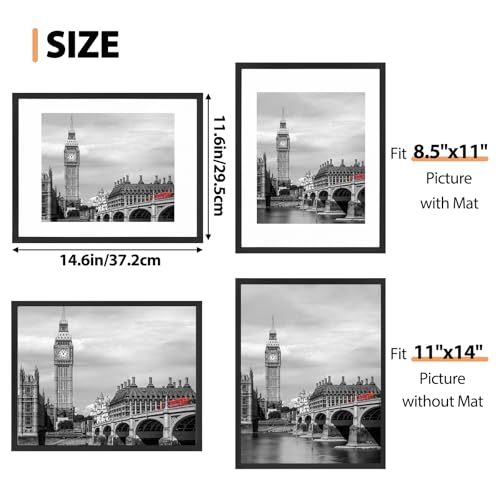 Image of Fixwal 8x10 Picture Frame Set of 6 with Shatter Resistant Plastic Cover, Thin Border and Light Weight Photo Frames for Wall or Tabletop Display, Black