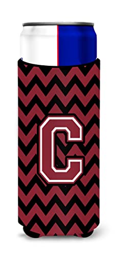 Letter C Chevron Garnet and Black Ultra Beverage Insulators for slim cans CJ1052-CMUK