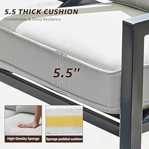 NATURAL EXPRESSIONS Outdoor Patio Furniture 4 Pieces Set, Modern Patio Conversation Sets, Outdoor Sectional Metal Sofa with 5.5 Inch Cushion and Coffee Table for Balcony, Garden NATURAL EXPRESSIONS Outdoor Patio Furniture 4 Pieces Set Modern Patio Conversation Sets Outdoor Sectional Metal Sofa with 55 Inch Cushion and Coffee Table for Balcony Garden