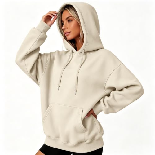 Womens Hoodies Pullover Fleece Cozy Drop Shoulder Oversized Sweatshirt - image 5
