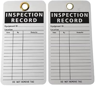 25 Pack Inspection Record Tag 5-3/4" x 3" for Equipment, Safety Checks, Fire Extinguishers, and More!