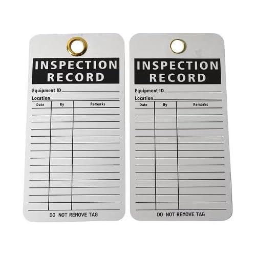 25 Pack Inspection Record Tag 5-3/4" x 3" for Equipment, Safety Checks, Fire Extinguishers, and More!