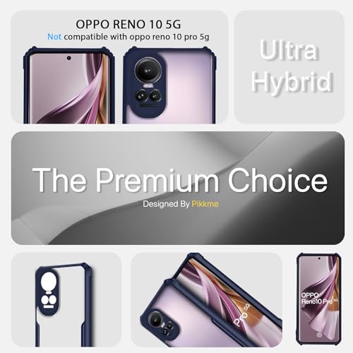 Image of Outlouders Back Cover for Oppo Reno 10 Pro 5G | Ultra Hybrid Transparent | Full Camera Protection | Raised Edge | Crystal Clear Bumper Case (Blue)