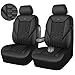 CAR PASS 3D Foam PU Leather Car Seat Covers Front Seats,Black Faux Leather Front Seat Covers for Cars, Universal Fit for SUVs Trucks Vans Sedan Automotive, Armrest Airbag Compatible,Black