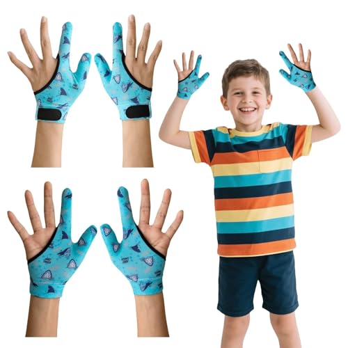 Image of 4pcs Thumb Sucking Guard Gloves Kids Anti Thumb Sucking Glove Chewy Compression Thumb Sucking Stop Nail Biting Finger Biting Glove for Kids Thumb Guard for Ages 5-12