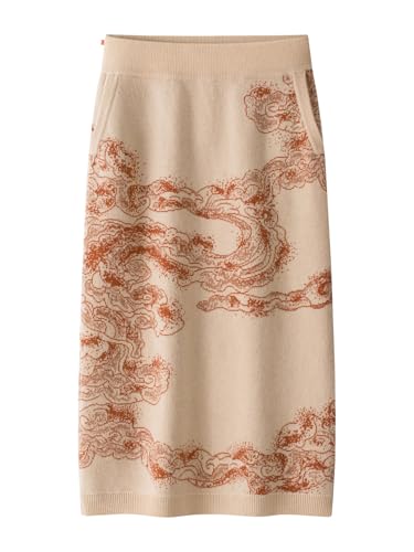 Jupe maxi en laine tricotée jacquard contre le froid avec fente HangErFeng