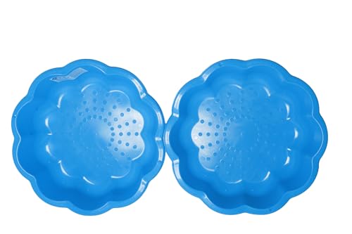 Ondis24 Wassermuschel Sandmuschel Sandkasten aus Kunststoff Blumendesign (blau, 2 teilig)