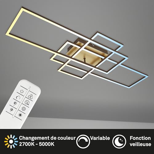 Plafonnier LED 55W BRILONER noir dimmable avec télécommande