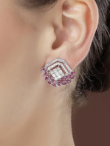 Image of Karatcart Women Green American Diamond Stud Earrings