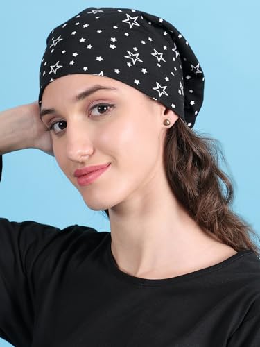 Image of Mack JONNEY Cotton Regular Fit Black Women Beanie Hat (Pack of 1-MACK632462), Free Size