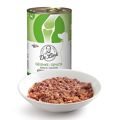 Dr. Link Spezial-Diät Hundefutter für Gelenke, Proteinquelle Huhn & Lachs, für ausgewachsene Hunde & Senioren - leicht verdaulich, unterstützt Gelenkstoffwechsel, fördert Wohlbefinden - 6 x 400g Dose