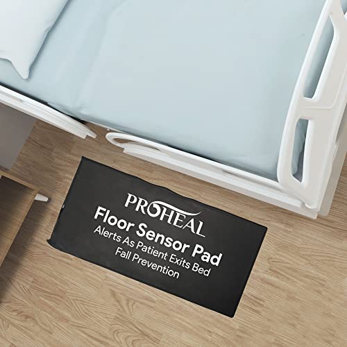 Elderly Monitoring Bed Sensor Floor Pad - Works with Every Bed Alarm - Portable Dementia and Senior Fall Prevention - Water Resistant Slim Design - 45 Day Usage Time - 20” x 30”