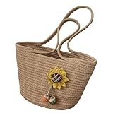 Gyios Bolsas De Playa Bolsa para Mujeres - Bolso De Hombro De Paja, Bolso De Tejido A Mano De Playa-Khaki