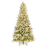 LIFEZEAL 190cm / 225cm Weihnachtsbaum mit Beleuchtung, Christbaum mit Lichtern, dichten Zweige & Tannenzapfen, Tannenbaum Christmas Tree mit Metallsockel (225 cm)
