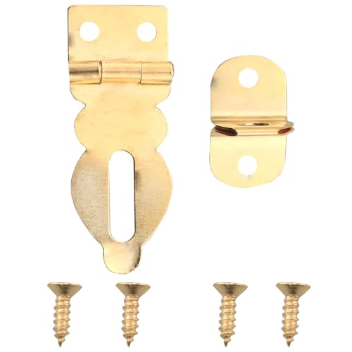 Image of CHENJIN 12PCS Solid Brass Padlock Hasp Mini Decorative Hasp with Screws Gift Box Handbag Buckle Locking Clasp Suitable for Old Fashioned Wooden Boxes Jewelry Boxes Wine Boxes Tool Boxes