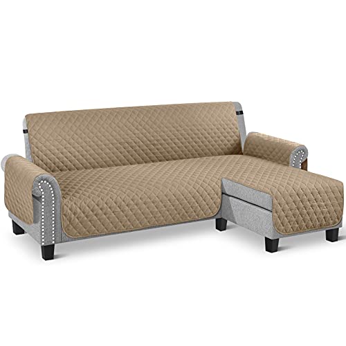 Image of TAOCOCO Couch Slipcover L Shape Sofa Cover Sectional Couch Chaise Lounge Cover Reversible Sofa Cover Furniture Protector Cover for Home Decor (Camel, X-Large)