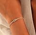 Matching Bracelets for Couples，Dainty Gold Love Knot Bracelet 14K Gold Plated Herringbone Chain Bracelet Relationship Jewelry Gifts for Best Friend (Gold)
