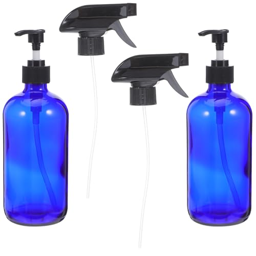 Flacon spray verre rechargeable étanche set de voyage bleu