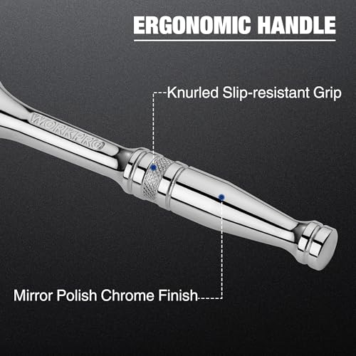 Image of WORKPRO 1 /4-Inch Drive Ratchet, Quick-Release 72-Tooth Ratchet Wrench | Reversible Ratchet Wrench Handle, Chrome Alloy Made, Cr-Mo Head, Full Polished