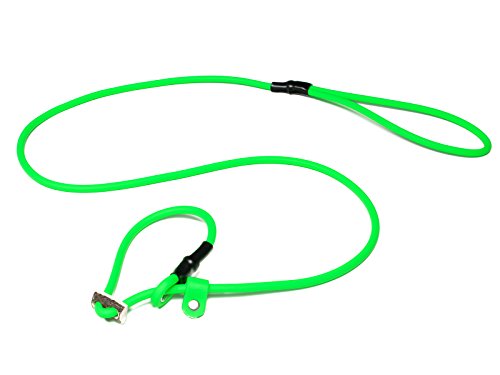 Mystique® Biothane Moxonleine Retrieverleine 6mm mit Zugbegrenzung (130cm, neon grün)