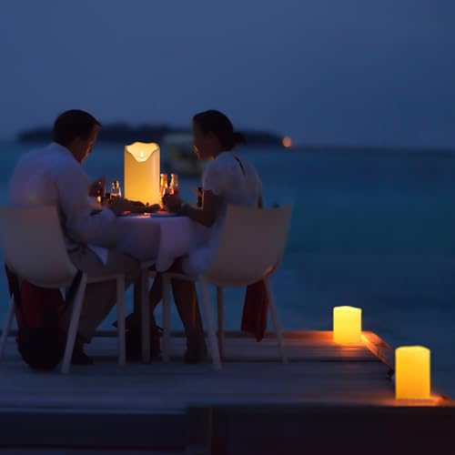 Image of 12 inch x 6 inch Waterproof Outdoor Flameless Candles Battery Operated LED Flickering Pillar Candles with Remote and Timer for Indoor Outdoor Lanterns, Long Lasting, White Large, 1 Pack